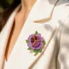 Broche de Flor de Peonía Morada Completa de Diamantes Retro Exquisito Guofeng Accesorios Cheongsam Pin Alto Sentido de Gama Ropa Abrigo Ramillete