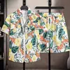 Conjunto de camisa floral de manga corta y shorts para hombre, atuendo casual y elegante de dos piezas para vacaciones en la playa junto al mar, top holgado