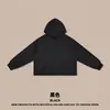 Ropa Masculina RS Transfronteriza BOXY corta ancha felpa corte crudo dobladillo deshilachado hombro caído raglán sudadera con capucha