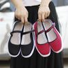 Sapatos de Pano de Pequim de Primavera e Outono Espessos com Sola de Mil Camadas de Veludo Cotelê Floral Sapatos de Pano com Costura e Fivela de Uma Linha Sapatos de Algodão Femininos