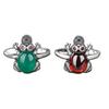 Anillo de Sapo Rana de Calcedonia Color Granate Esmeralda Nuevo Estilo Literario Étnico Retro para Mujer