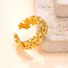 Joyería Popular Transfronteriza de Acero de Titanio Moda Diseño de Nicho Anillo Abierto Fundición Doble Fila Estrella Anillo de Acero Inoxidable Fábrica
