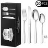 Conjunto de talheres e garfos de aço inoxidável quadrado transfronteiriços Faca de bife e garfo criativos Punho quadrado de 4 peças Conjunto de louça ocidental faca e colher de garfo