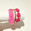 Set retro de resina de tres piezas transfronterizo, pulsera de cuentas color block, moderna y única para mujer, accesorio de pulsera geométrico en capas