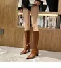 Primer Encuentro Ji Punta Fina Tacón Grueso Botas Largas para Personas Bajas Estilo Chelsea Otoño/Invierno Nuevo Estilo Adelgazantes Altas Elegantes Botas de Jinete