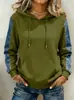 2026 Nueva Sudadera con Capucha Patchwork Transfronteriza de Amazon, Suéter de Manga Larga Holgado, Top con Bolsillo para Mujer, Chaqueta Casual
