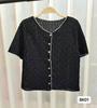 Camisa de manga corta de punto de color liso de verano con estilo transfronterizo para mujer, diseño con sentido de la moda, estilo retro suave, ropa superior corta