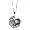 Cazador de demonios: Kimetsu No Yaiba Kamado Nezuko Collar de Luna Giratoria Periférico de Anime Colgante Giratorio de Doble Cara Cadena para Suéter