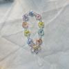 Cordón para teléfono móvil Cadena corta para muñeca Hecho a mano con cuentas Colgante de flor pequeña Exquisita pulsera de flores coloridas para mujer