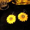 Coreia do Sul Dongdaemun Jóias Flor de Girassol Longo Férias de Verão Brincos de Vento
