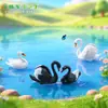 Microadornos paisajísticos DIY decoración carnosa 2 pares de adornos de animales cisne blanco y negro bonsái creativos adornos pequeños de plástico
