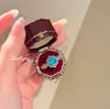 Colgante de Collar Octagonal Rosa Corte Milenio Azul Klein con Acuamarina Aretes de Stud de Diamante de Alto Carbono y Anillo de Estrella de Ocho Puntas para Mujer