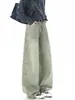 Muxi Ropa Estilo Retro Americano Lavado Vintage Versátil Pantalones de Pierna Recta Sueltos Pantalones de Trabajo Jeans de Calle para Hombre