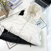 Chaqueta de plumón con capucha y mangas tejidas para mujeres de talla grande, abrigo cálido 8735