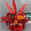 Arreglo Floral de Piso Rojo Boda Decoración con Flores Artificiales Escenario Pasillo Arreglo Floral Fondo Flores Colgantes Flores de Seda Flores Realistas Alta Simulación