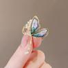 Broche Borboleta com Franja de Luxo Leve, Alfinete Pingente Semi-Transparente para Atacado, Joia Elegante com Toque de Alto Padrão, Acessórios de Cristal e Pérola
