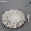 Prato raso estilo ocidental plástico melamina tipo porcelana louça prato prato rápido prato para fast food com lado ondulado de girassol de arroz