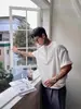 Estilo Old Money Camisa Henley Manga Curta Masculina Verão Nova Solta Texturizada Camiseta Decote V Versátil Meia Manga