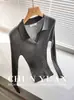 Tienda Insignia Shanghai Dan Nong / Camiseta Base de Punto Canalé de Seda y Lana Ligera Adelgazante Versátil de Manga Larga Ajustada para Mujer