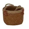 Cesta de flores de paja pastoral, maceta, cesta de flores secas, cesta de almacenamiento tejida a mano, recipiente de flores decorativo de ratán y bambú para sala de estar