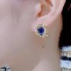2026 Novas Tendências Brilho de Luxo Alto Padrão Totalmente Cravejados de Diamante Azul Brincos Fashion Influencer Emagrecimento Facial Brincos para Mulheres