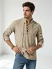 Nueva camisa casual de playa de algodón y lino para hombre de los años 70 de manga larga estilo hippie de Amazon, talla europea, bestseller transfronterizo