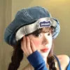 Boina de Sarja com Aba Dobrável para Mulheres, Novo Estilo Coreano Primavera/Verão 2026, Chapéu Octogonal para Cabeça Grande, Chapéu de Artista Emagrecedor