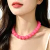 Gargantilla Redonda de Resina Exagerada de Color Sólido Estilo Bohemio Retro Europeo y Americano Collar de Perlas para Mujer Venta al por Mayor Transfronteriza
