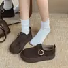 Mocassins Femininos Slip-On Estilo Birkenstock com Aumento de Altura, Solado Grosso, Novo Modelo 2025, Sapatos Casuais para Outono e Inverno, Sapatos Birkenstock Versáteis para Todas as Ocasiões