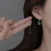 [Xiangnan] Brincos Casuais Lua Prateada para Mulheres 2025 Novo Estilo Quente Design Nicho Brincos de Luxo Leve Brincos de Verão