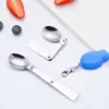 Acero inoxidable 304 cuchara plegable Tenedor para exteriores traje de vajilla portátil regalo creativo de viaje cuchara triple LOGOTIPO