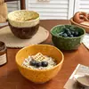Estilo Ins Coreano Tigela de Tinta Salpicada Cerâmica Retro Tigela para Frutas Iogurte Cereal Café da Manhã Tigela Grande de Arroz Tigela de Sobremesa Conjunto