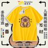 Camiseta Fofa de Capivara Algodão Manga Curta para Meninos e Meninas, Pequeno, Médio e Grande Infantil, Capivara Manga Meia