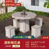 Juego de Mesa y Sillas de Mármol Natural para Exterior Mesa de Piedra Banco de Piedra Mesa Granito Jardín Patio Hogar Villa