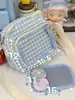 Bolsa de dolor de cuadros azul y blanco suave de huhu, linda, dulce, para chica, ambiente fresco y curativo, bolsa de hombro para fiesta de estudiantes, salida de vacaciones