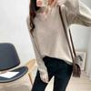 Otoño/Invierno 2025 Nuevo Suéter Básico Adelgazante de Punto con Cuello en V Multicolor para Mujer, Camiseta Base de Manga Larga