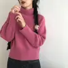Suéter de cuello alto gris para mujer, cálida capa de otoño e invierno, de punto de cuello alto, camisa base, elegante top de primavera para llevar debajo
