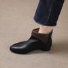 Botas cortas para mujer 2024, nuevas botas individuales de primavera y otoño, botas de estilo británico, botas de terciopelo de invierno, estilo coreano, punta puntiaguda, tacón bajo, botas pequeñas color piel.