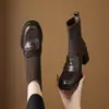 Piel de oveja de plena flor + botines calcetín de punto, botines elásticos para mujer, nueva colección de otoño, zapatos de tacón alto gruesos con punta redonda, botines de ajuste ceñido, zapatos de vestir
