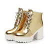 2026 Novas Botas Martin à prova d'água estilo britânico com cadarço, plataforma de sola grossa e salto alto grosso, botas casuais femininas de tamanho grande
