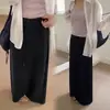 Falda Midi de Maternidad Estilo Influencer Otoño Cordón Perezoso Sin Soporte Usable Postparto Abertura Trasera Falda Recta