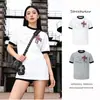 Camiseta de Manga Corta para Hombre con Cuello de Color Contrastante y Estampado Cruzado, Nuevo Estilo de Verano, Retro Americano, Corte Holgado, Marca de Moda High Street, Versátil