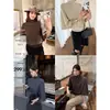 Cardigan de Punto Cuello Alto Xzichi Estilo Old Money 100% Algodón y Lana, Suéter Pulóver de Manga Murciélago Otoño para Mujer