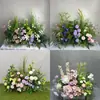 Arreglo de Piso para Boda Púrpura Romántico Banquete de Compromiso Diseño Salón de Bodas Escenario Guía de Camino Flor Decoración de Boda Arte Floral Artificial
