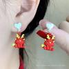 Pendientes Festivos Rojos de Año Nuevo para Mujer Pendientes de Temperamento de Alta Gama Nuevos Pendientes Calientes de Otoño e Invierno Pendientes de Boda de Año Nuevo