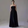Vestido de Noite Hepburn Estilo Coreano Cetim Sem Alças Nicho Alto Padrão Preto Banquete Temperamento Cerimônia Foto Luz Vestido de Casamento