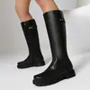 Botas de Montar Casuales de Tacón Bajo para Comercio Transfronterizo Otoño e Invierno 2026 Tallas Grandes 40-49 Botas Altas de Color Sólido para Mujer