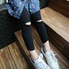 Leggings Rasgados Ajustados Largos para Niñas 26 Primavera Nuevo Estilo Ropa Infantil de Comercio Exterior al por Mayor 3-8 Años