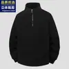 Moletom masculino com zíper parcial e gola alta, novo estilo outono 2026, solto, moderno, versátil, top de manga longa de alta qualidade
