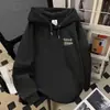 Sudadera con Capucha de Letra para Hombres y Mujeres, Estilo Nuevo Perezoso y Moderno, Diseño de Moda, Top Casual Holgado Versátil